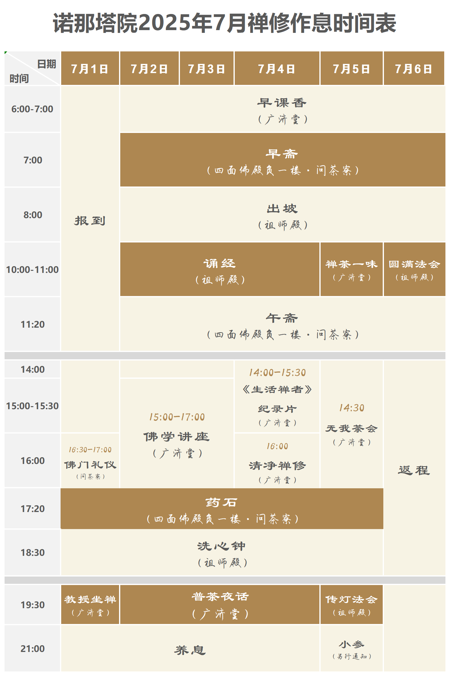 诺那塔院2025年7月1-6日禅修作息时间表_教师课程表.png